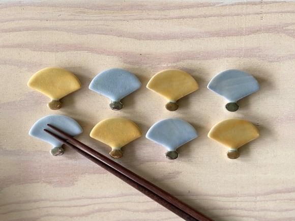 扇子の箸置きコレクション、金と銀の色